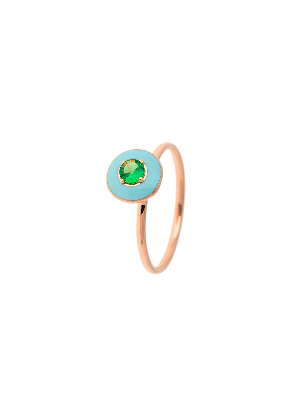RING GOLD ROSE ENAMEL & TSAVORITE