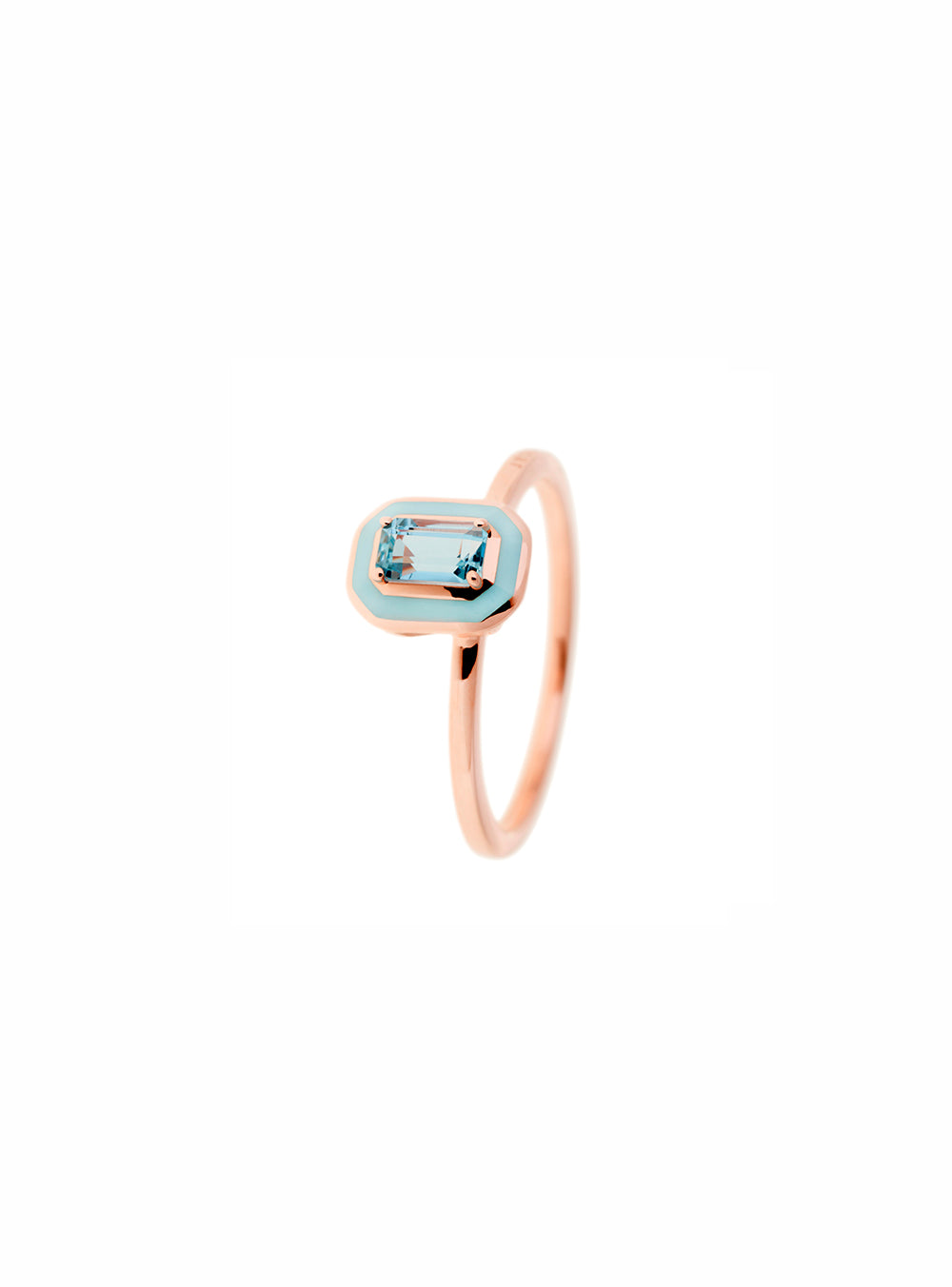 BAGUE ÉMAIL & AIGUE MARINE