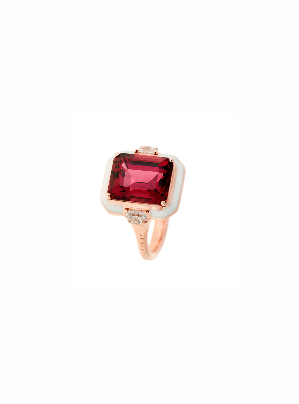 BAGUE EMAIL DIAMANT & RHODOLITE