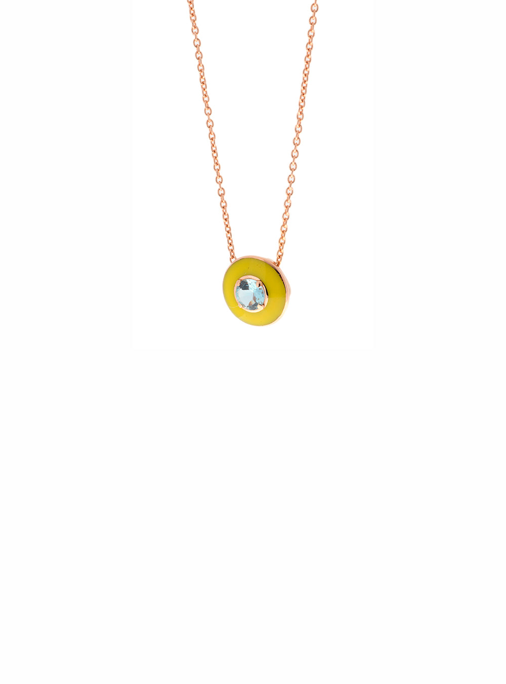 ROSE GOLD NECKLACE ENAMEL & AQUAMARINE