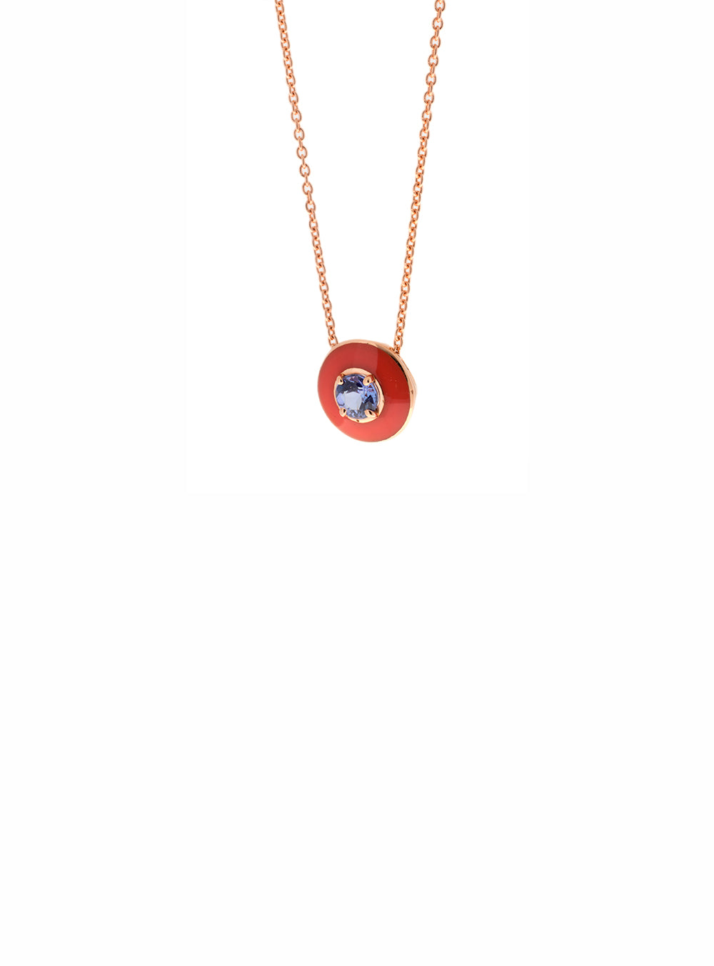 NECKLACE GOLD ROSE ENAMEL TANZANITE