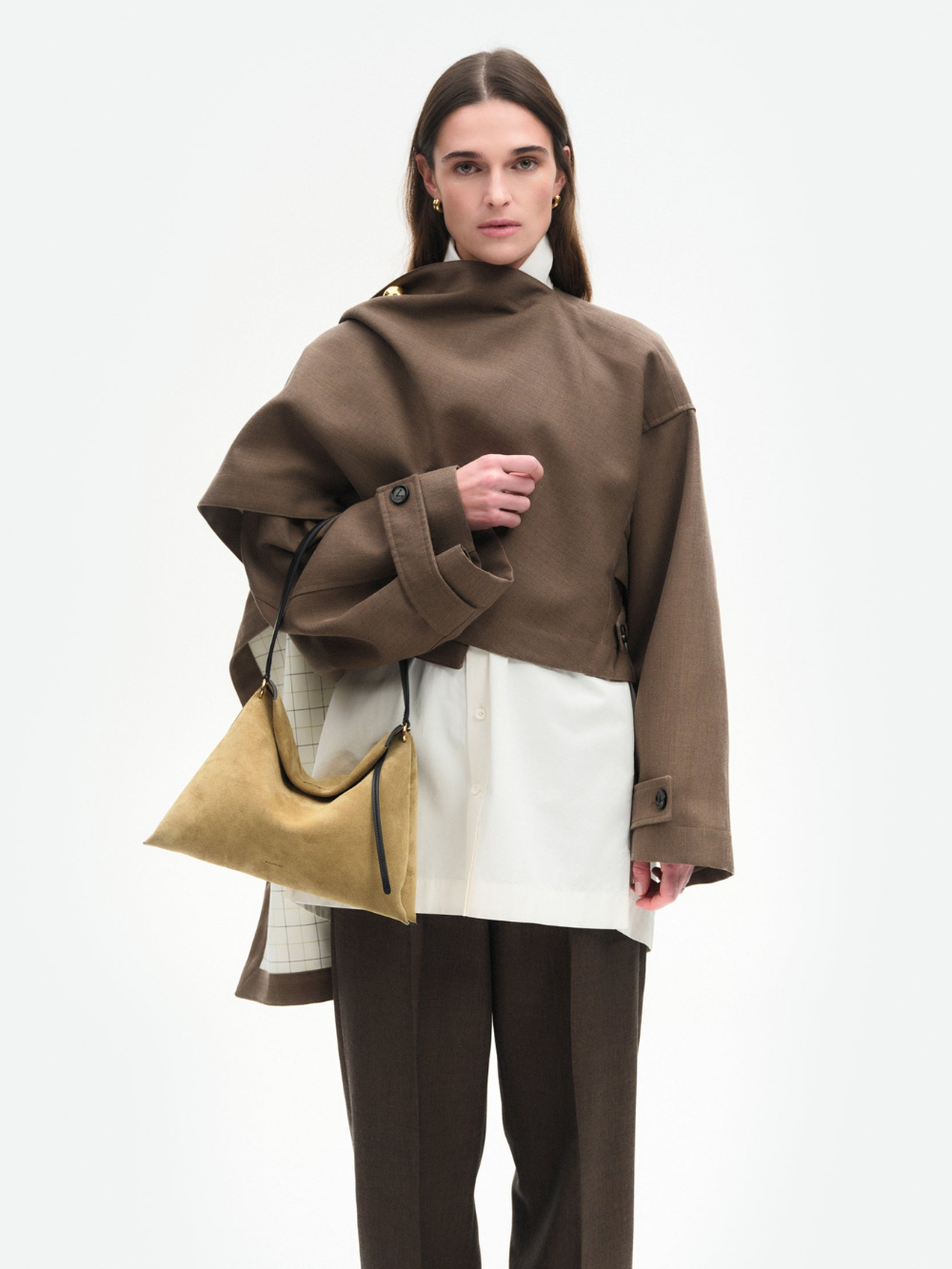 TOTE PENELOPE SMALL KHAKI SUEDE & BLACK