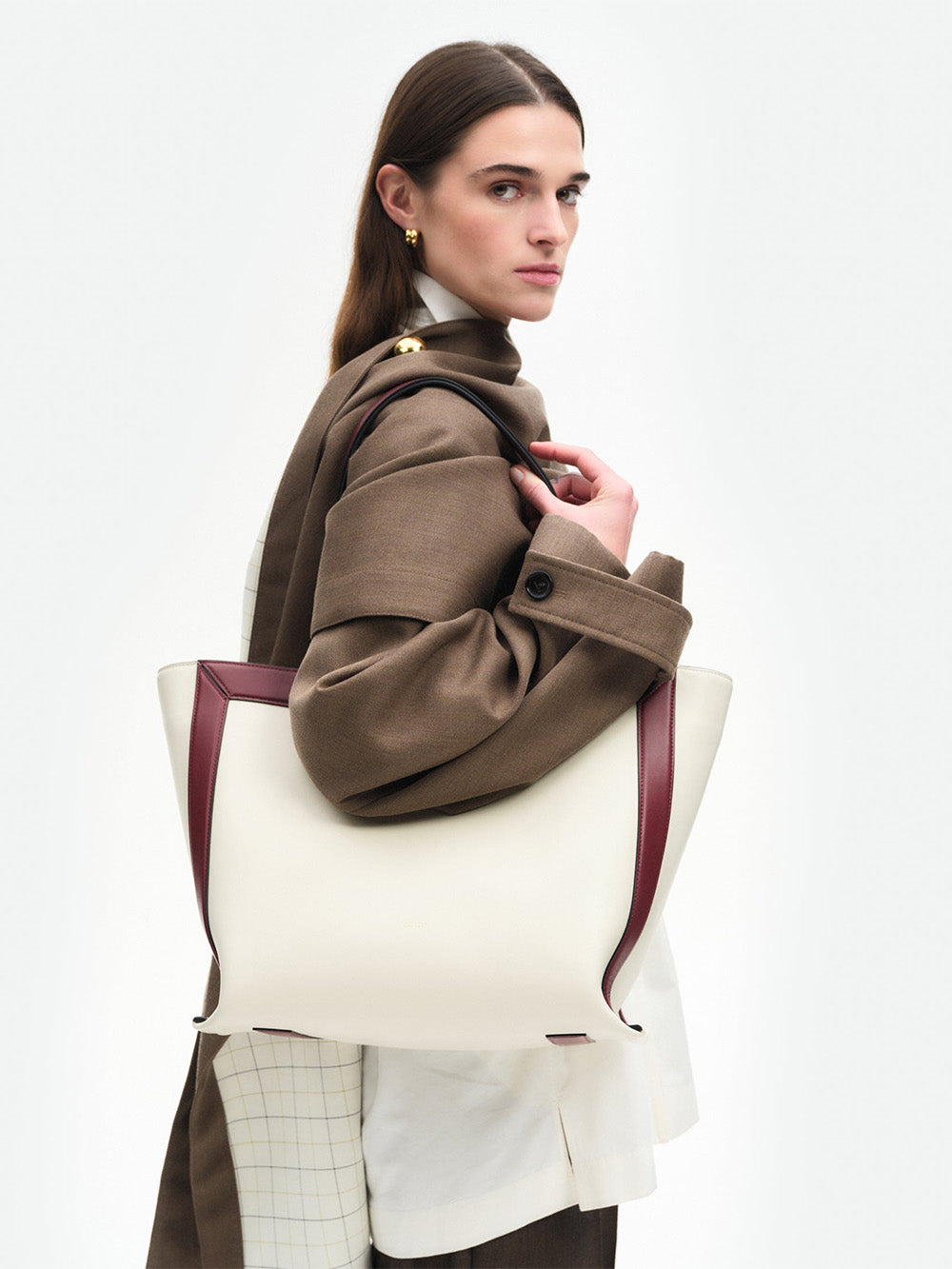 TOTE IDA MEDIUM BUTTERCREM & BORDEAUX