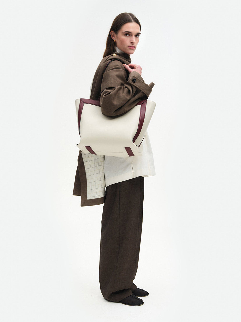TOTE IDA MEDIUM BUTTERCREM & BORDEAUX