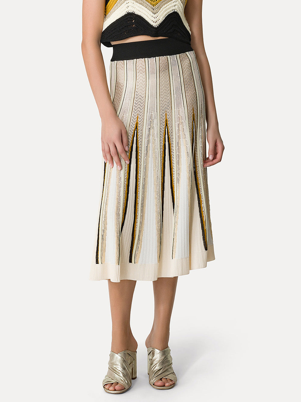 INTARSIA BAMBOO CHEVRON SKIRT