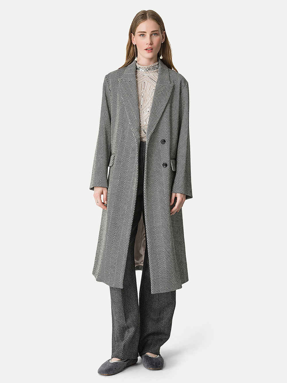 WOOL HERRINGBONE COAT
