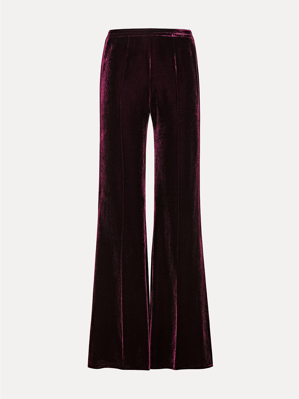 BURGUNDY VELVET FLARE PANTS