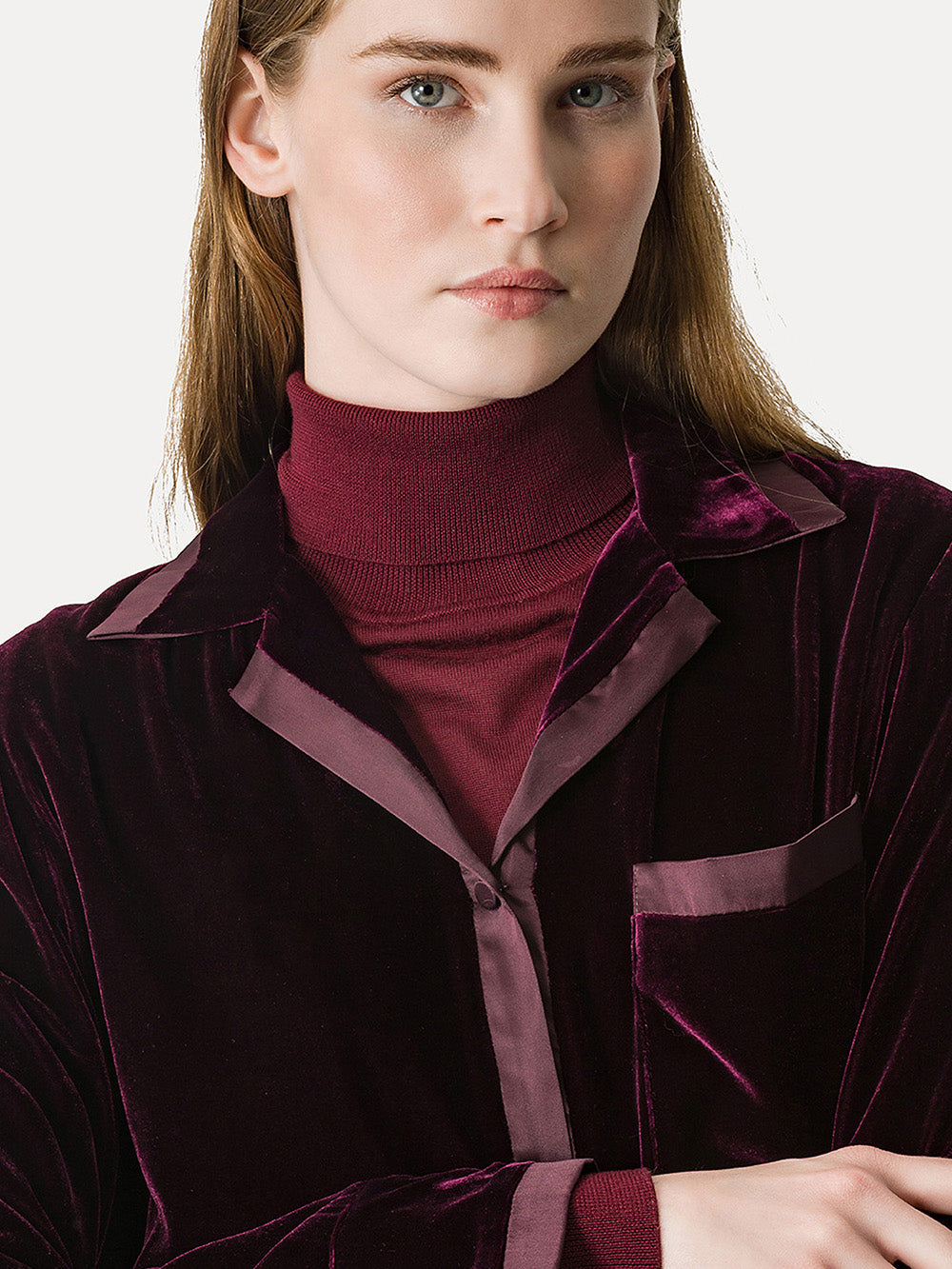 Burgundy Velvet Pajama Shirt