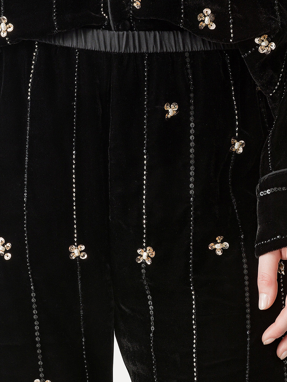 BLACK STAR VELVET PANTS