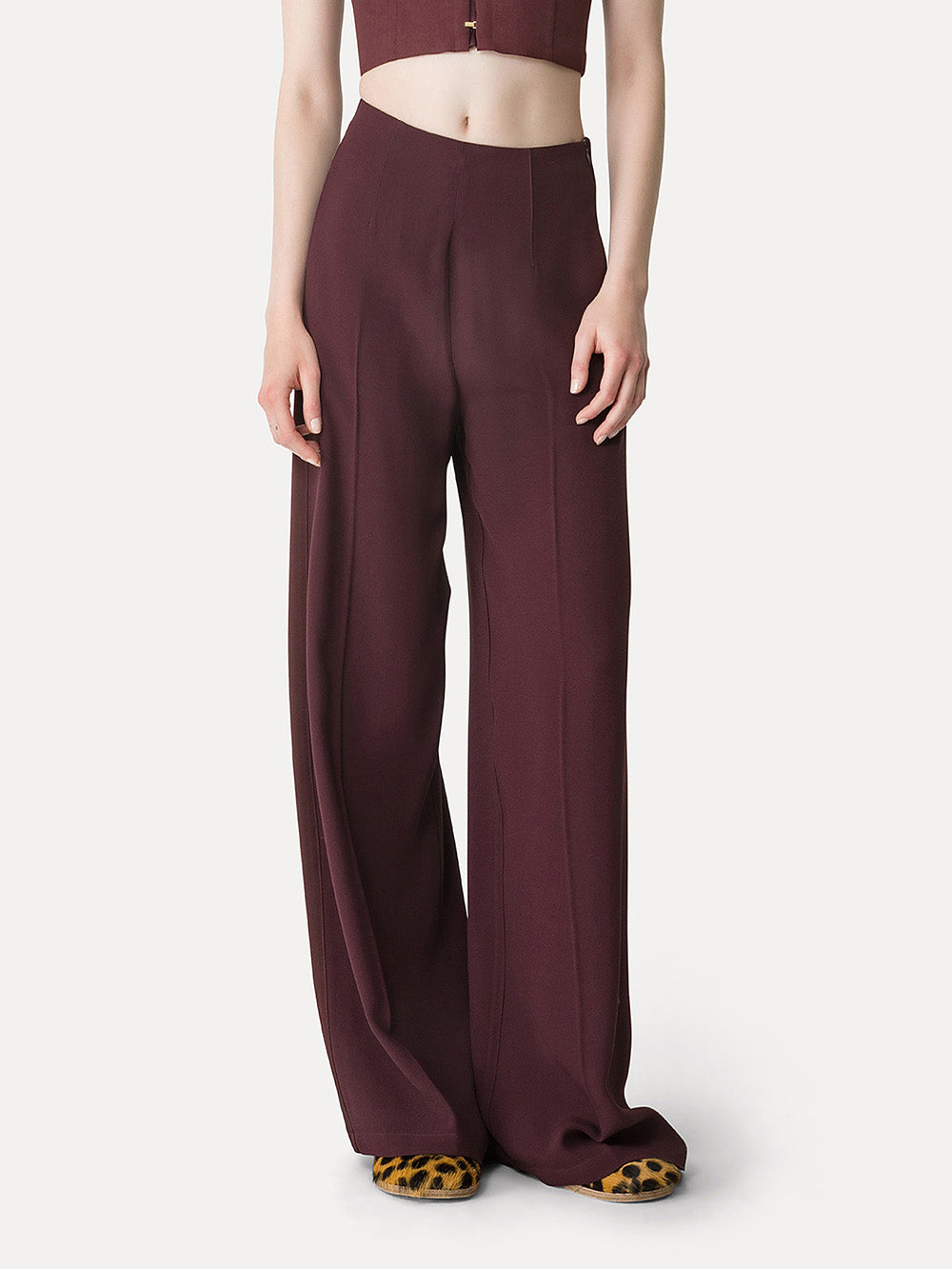 CHOCOLATE SATIN PALAZZO PANTS