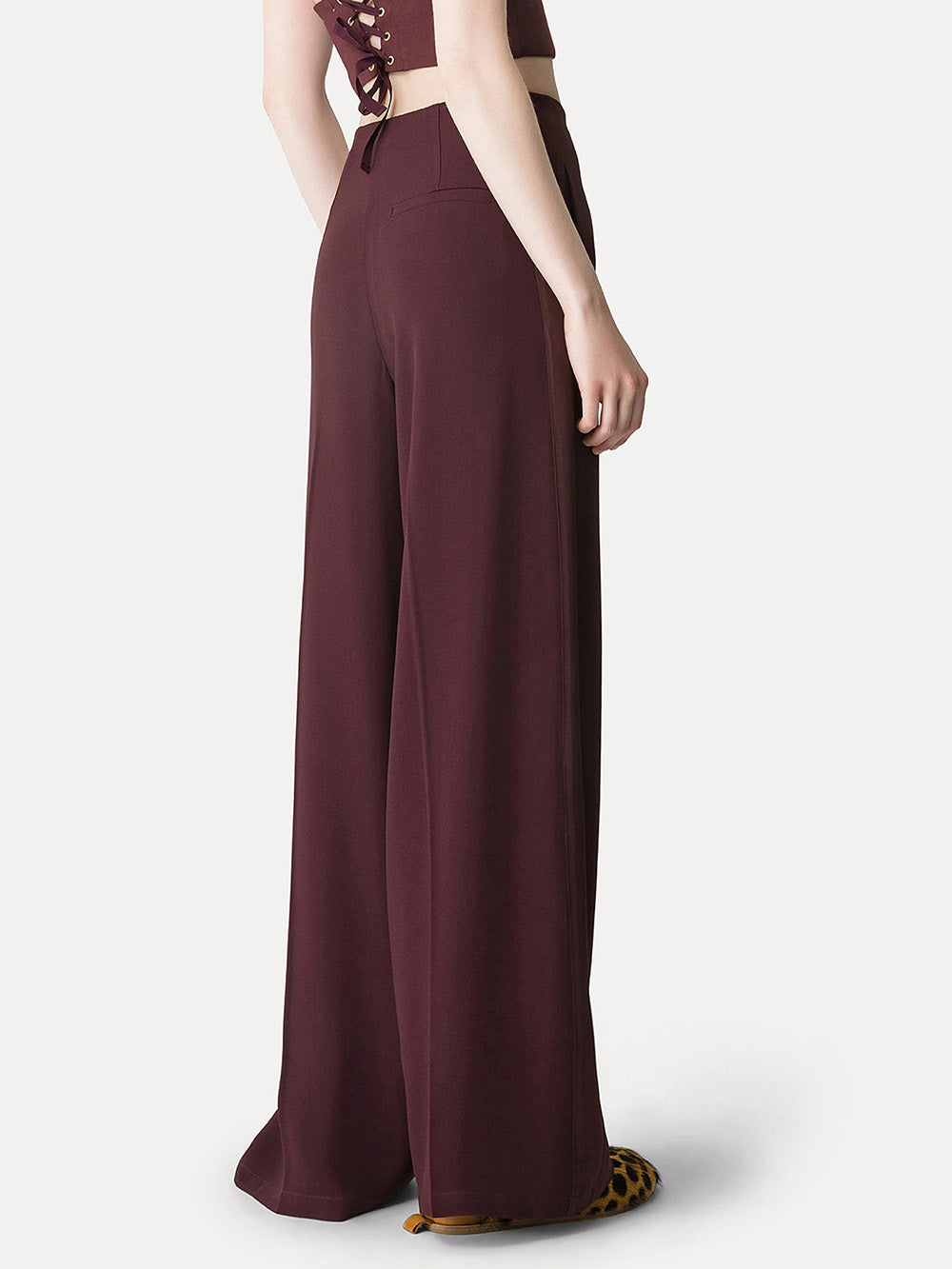 PANTALON PALAZZO SATIN CHOCOLAT
