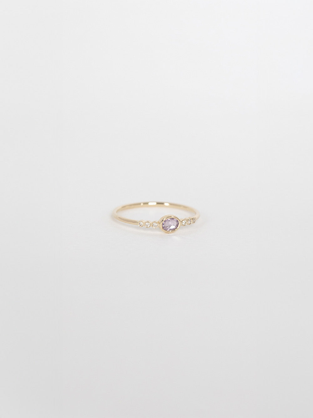 BAGUE SAPHIR ROSE ET 6 DIAMANTS