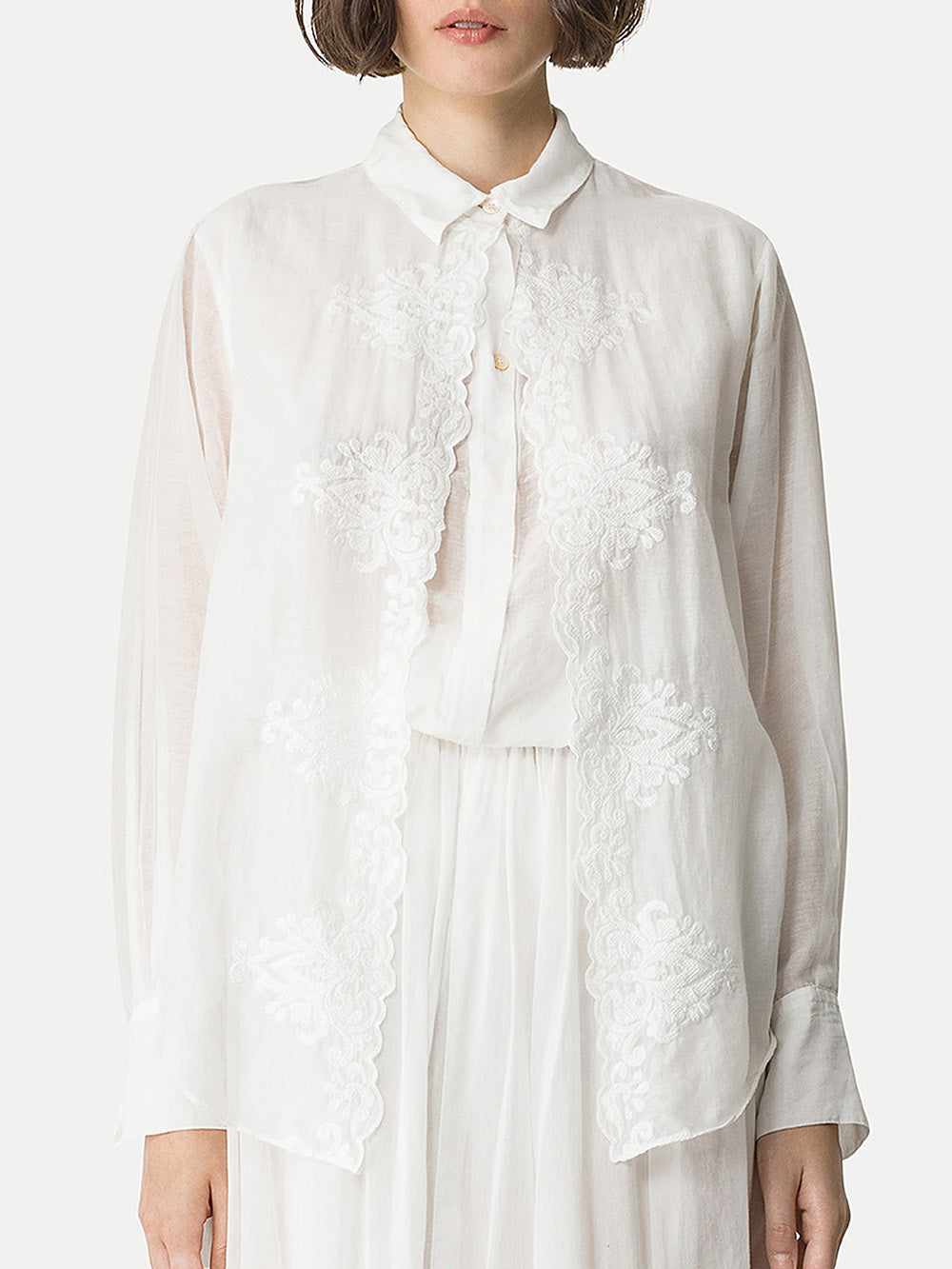 CHEMISE BRODÉE TROMPE L'OEIL