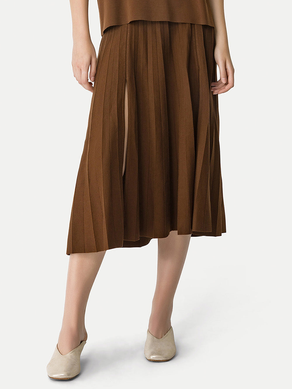 COTTON MILAN STITCH PLEAT SKIRT