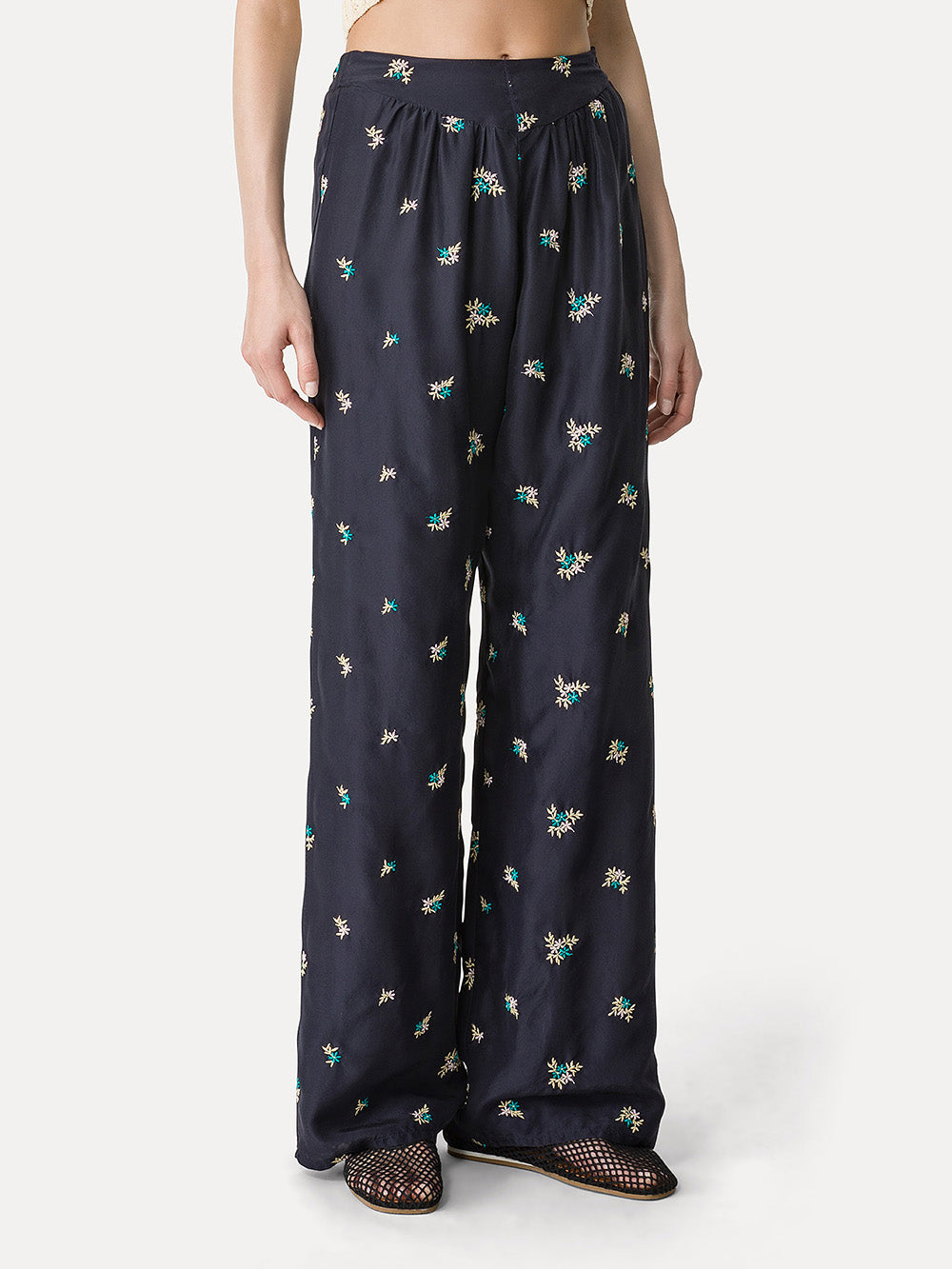 SMALL FLOWERS NIGHT TROUSERS