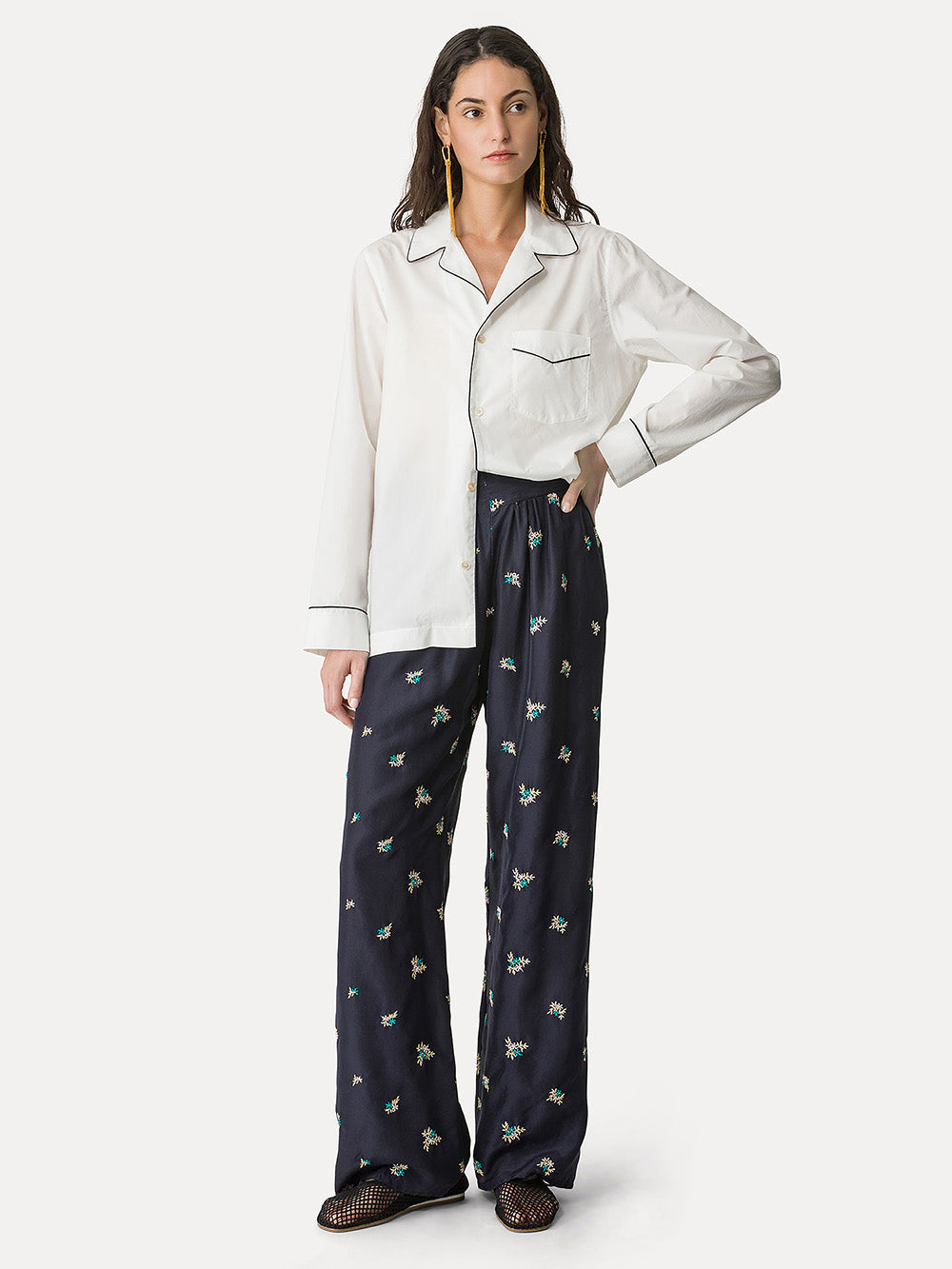 SMALL FLOWERS NIGHT TROUSERS