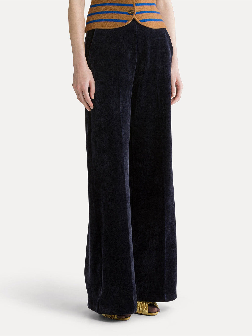 PANTALON PALAZZO VELOURS NOTTE