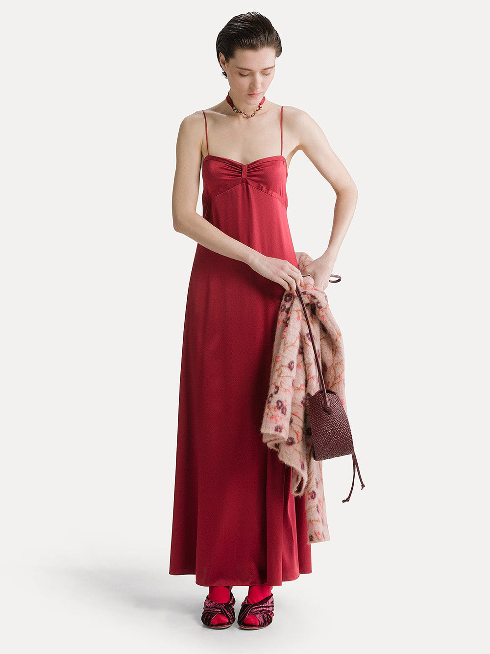 ROBE LONGUE SOIE POMAGRENATE