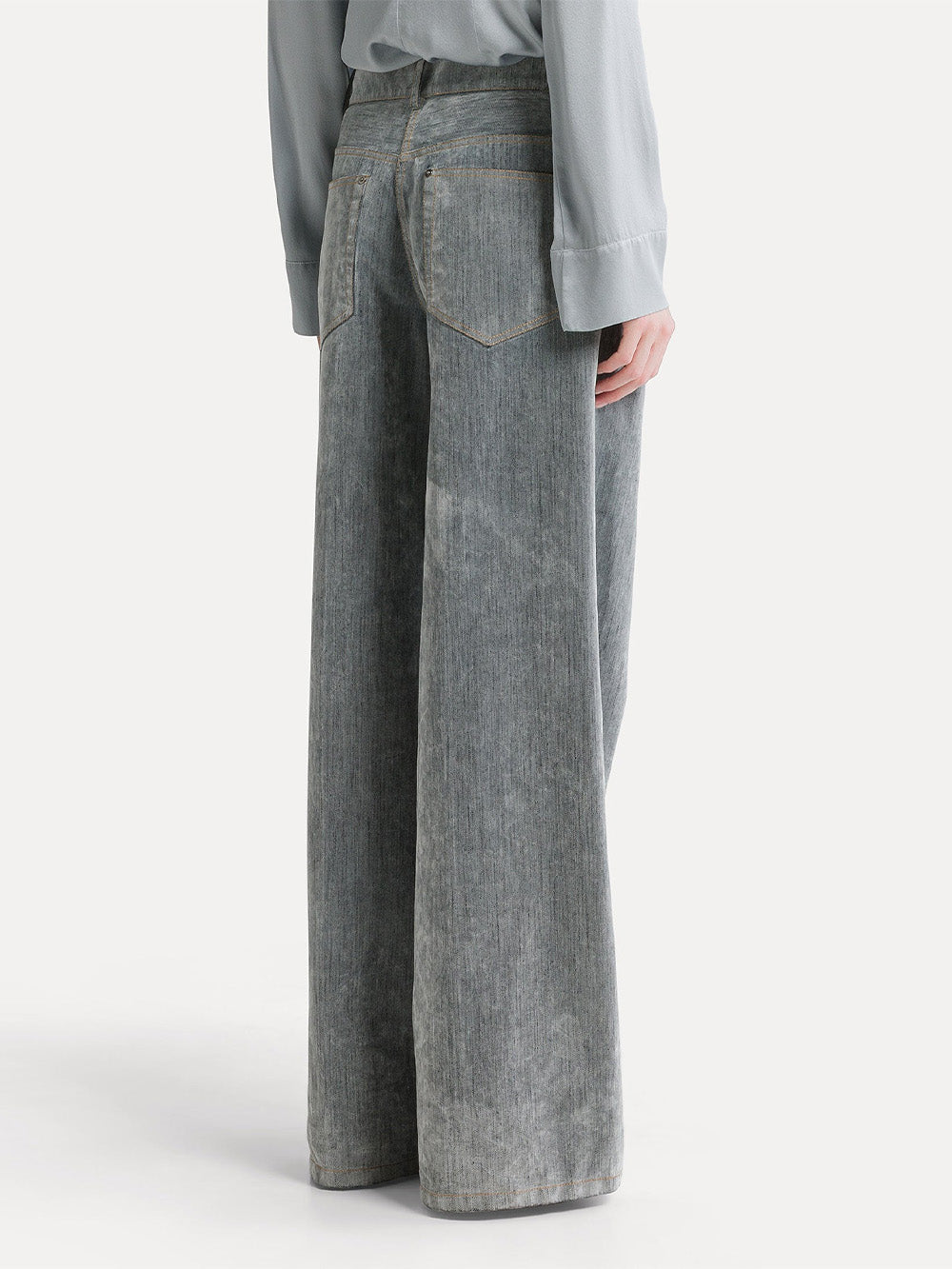 JEAN AMPLE DENIM FLOQUÉ GRIS