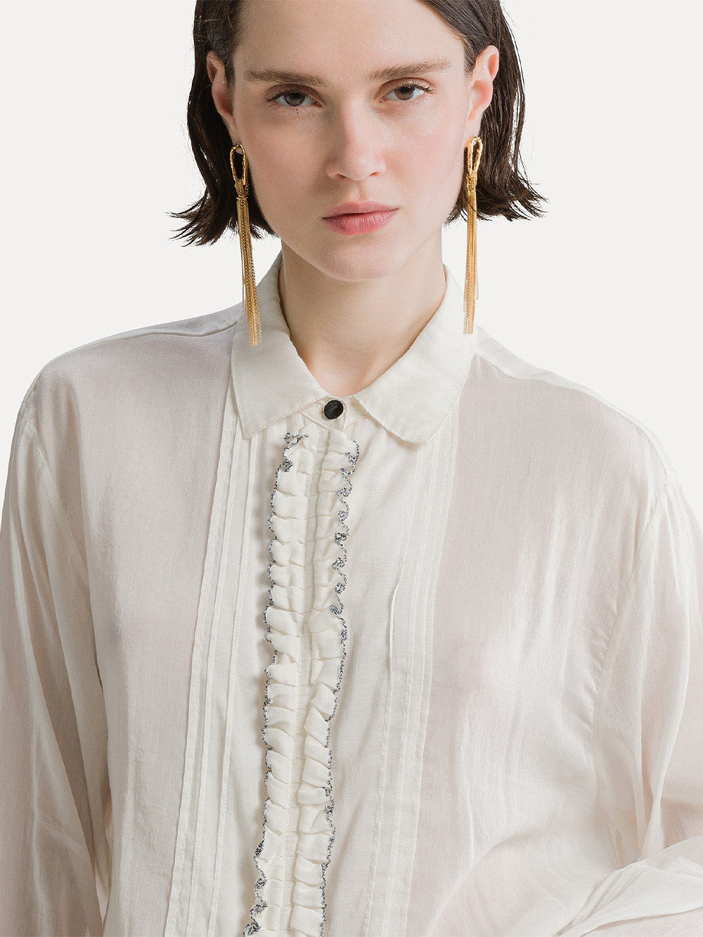 CHEMISE SMOKING VOLANTS BIANCO