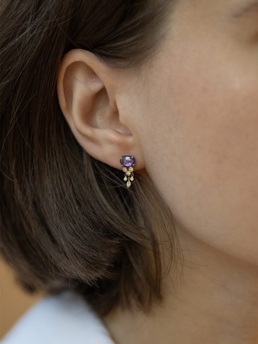 BOUCLE D'OREILLE JELLYFISH TANZANITE