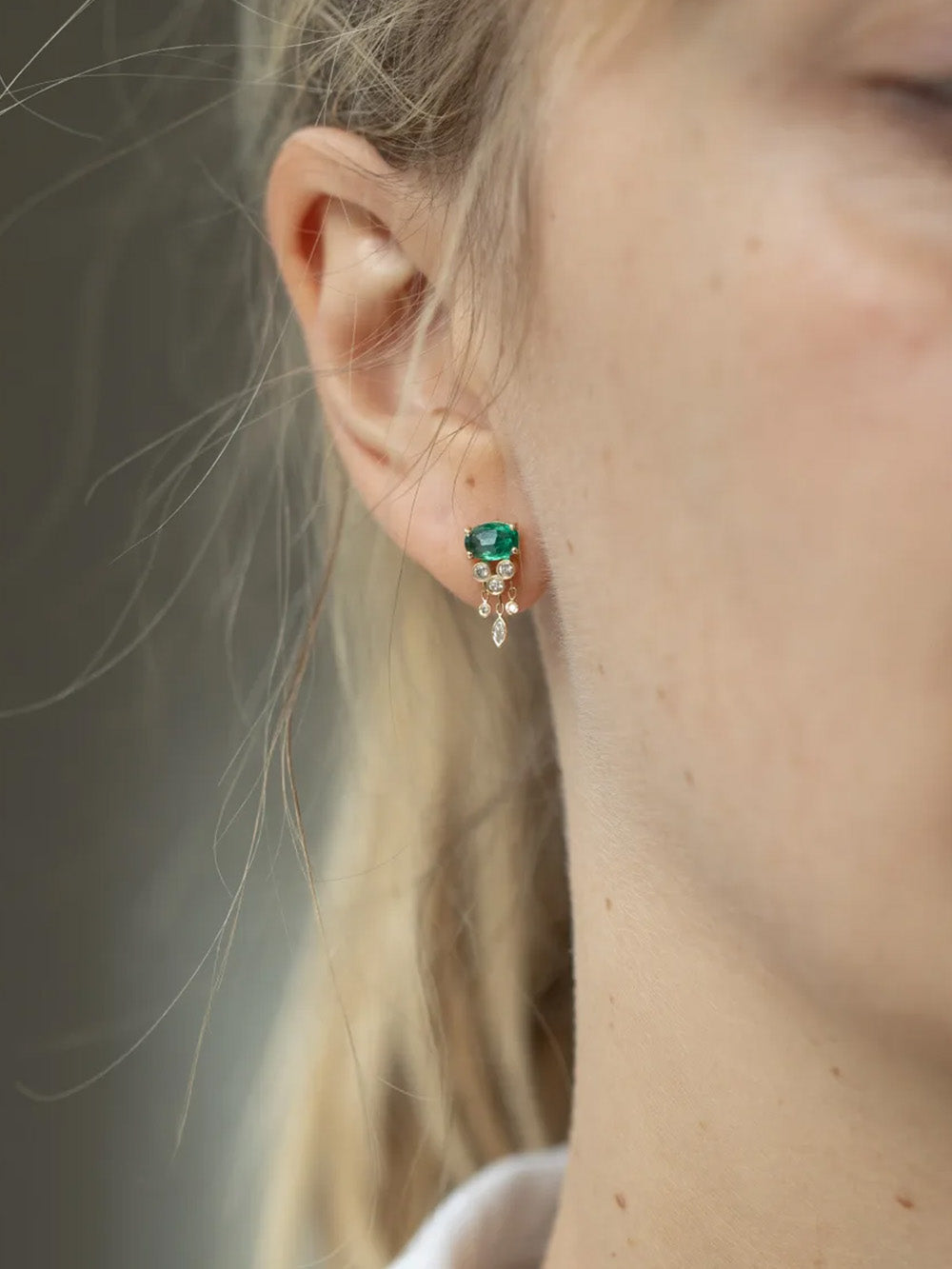 JELLY FISH EMERALD AND DIAMONDS EARRING