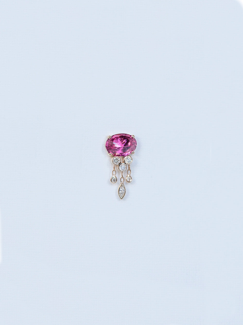 BOUCLE D'OREILLE JELLYFISH TOURMALINE ROSE