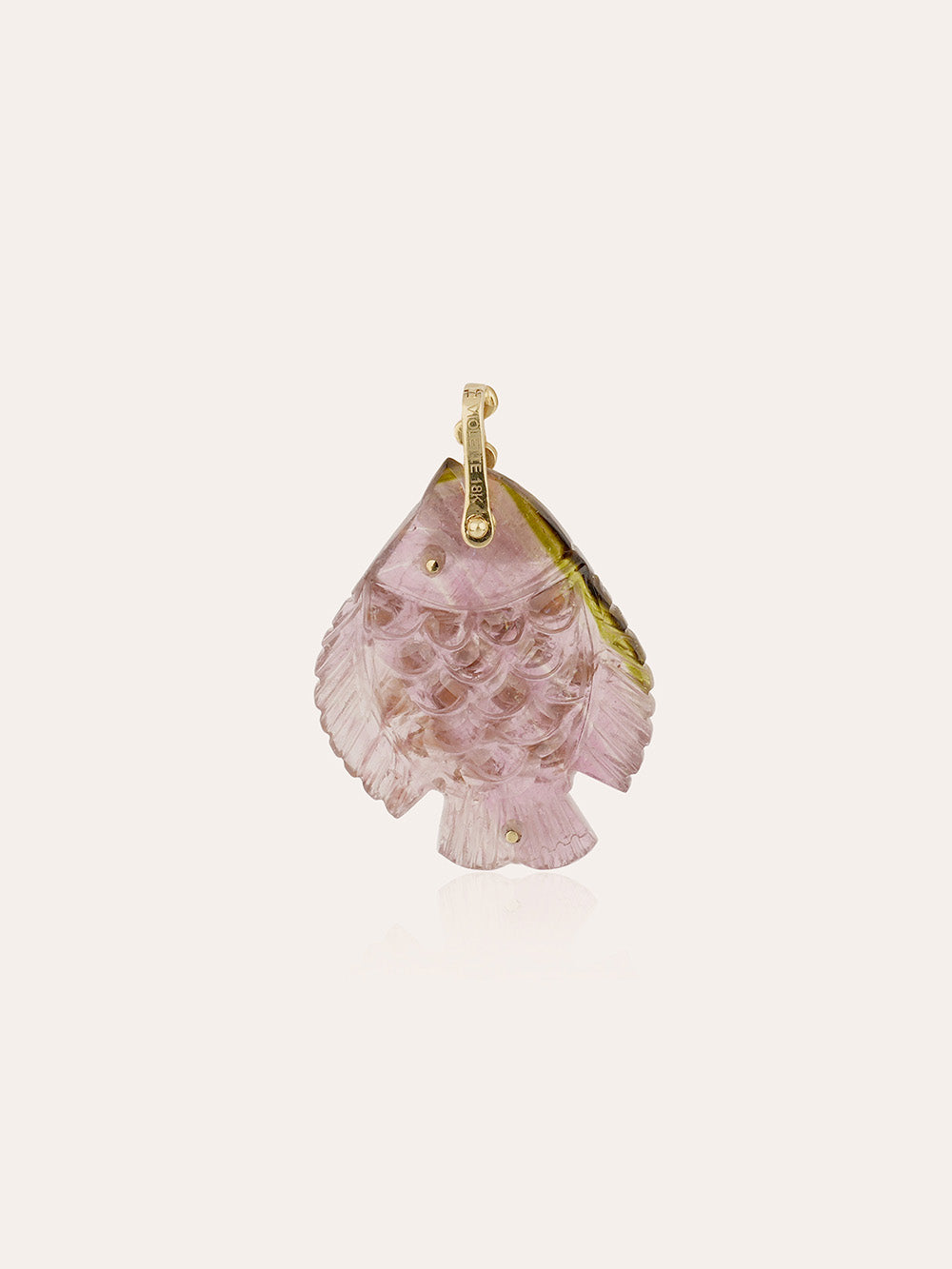 POLKI TOURMALINE AND DIAMOND FISH PENDANT