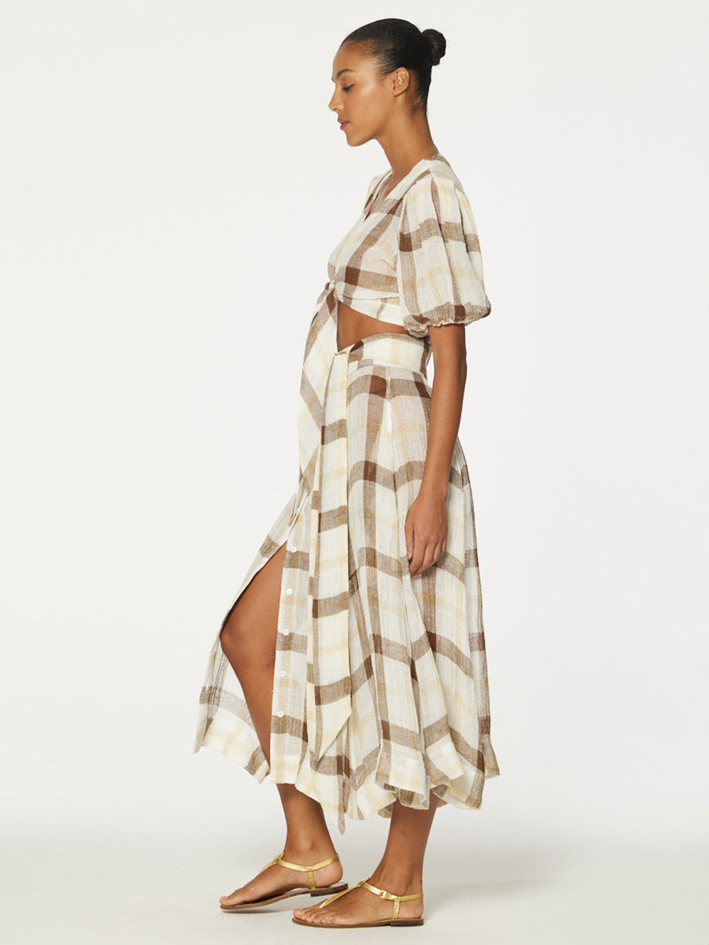 Brown Windowpane Beach Skirt