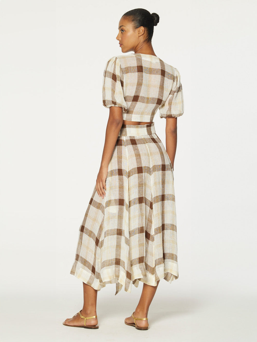 Brown Windowpane Beach Skirt