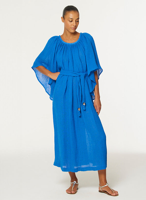 THE ANGEL SLEEVE DRESS in Cobalt BLUE Gauze Cobalt BLUE Gauze / 2026SP262 CBG / 3