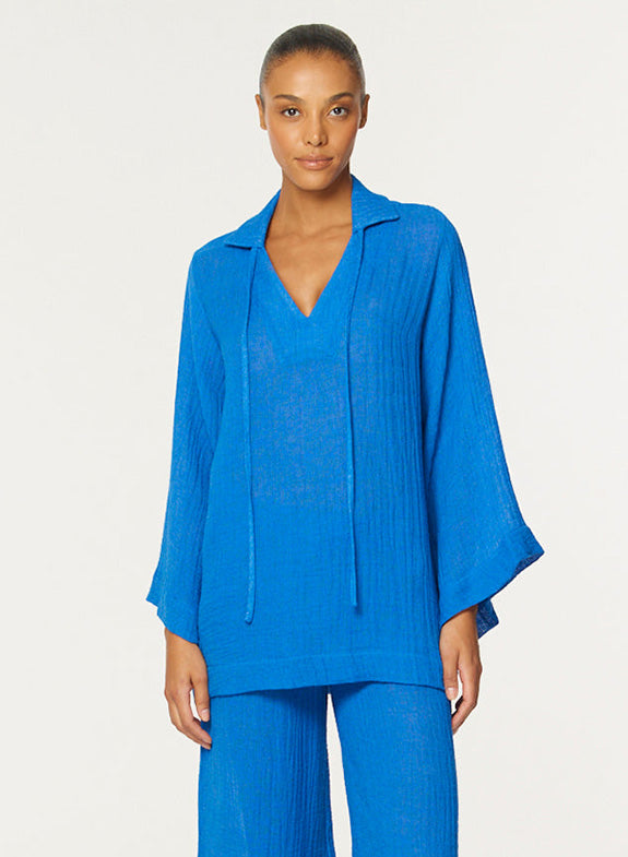 TUNIC GAUZE BLEU COBALT