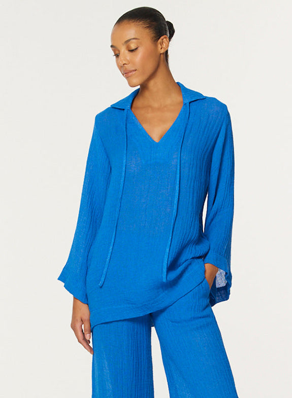 TUNIC GAUZE BLEU COBALT