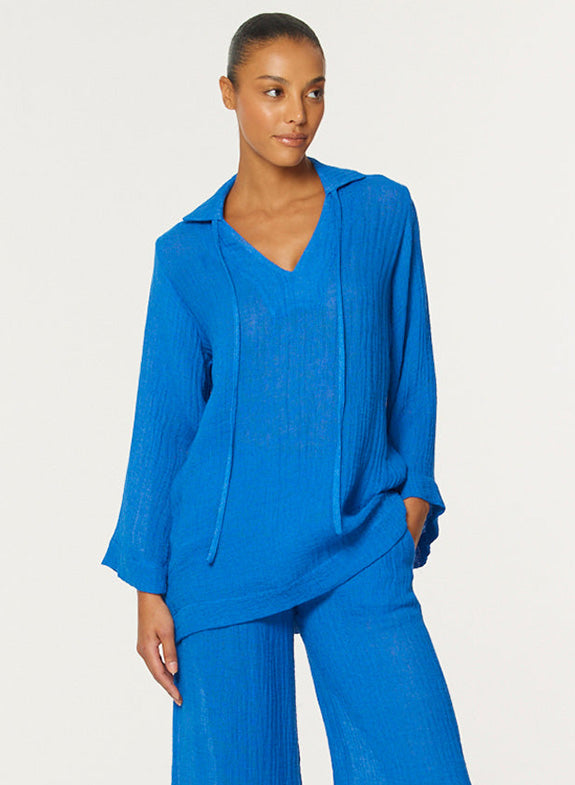 TUNIC GAUZE BLEU COBALT