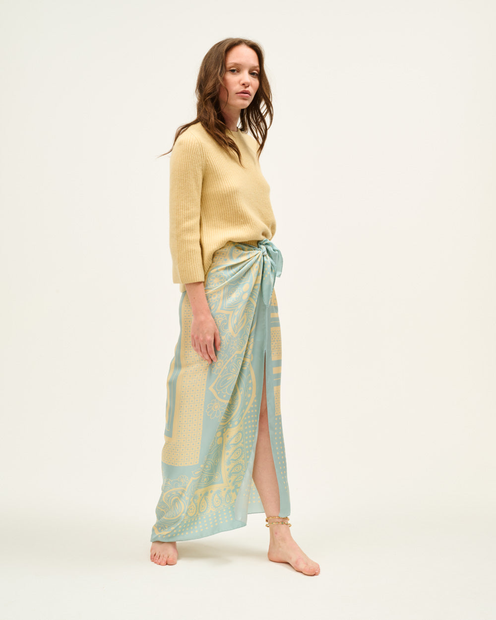 SKY BLUE PAISLEY SCARF SKIRT
