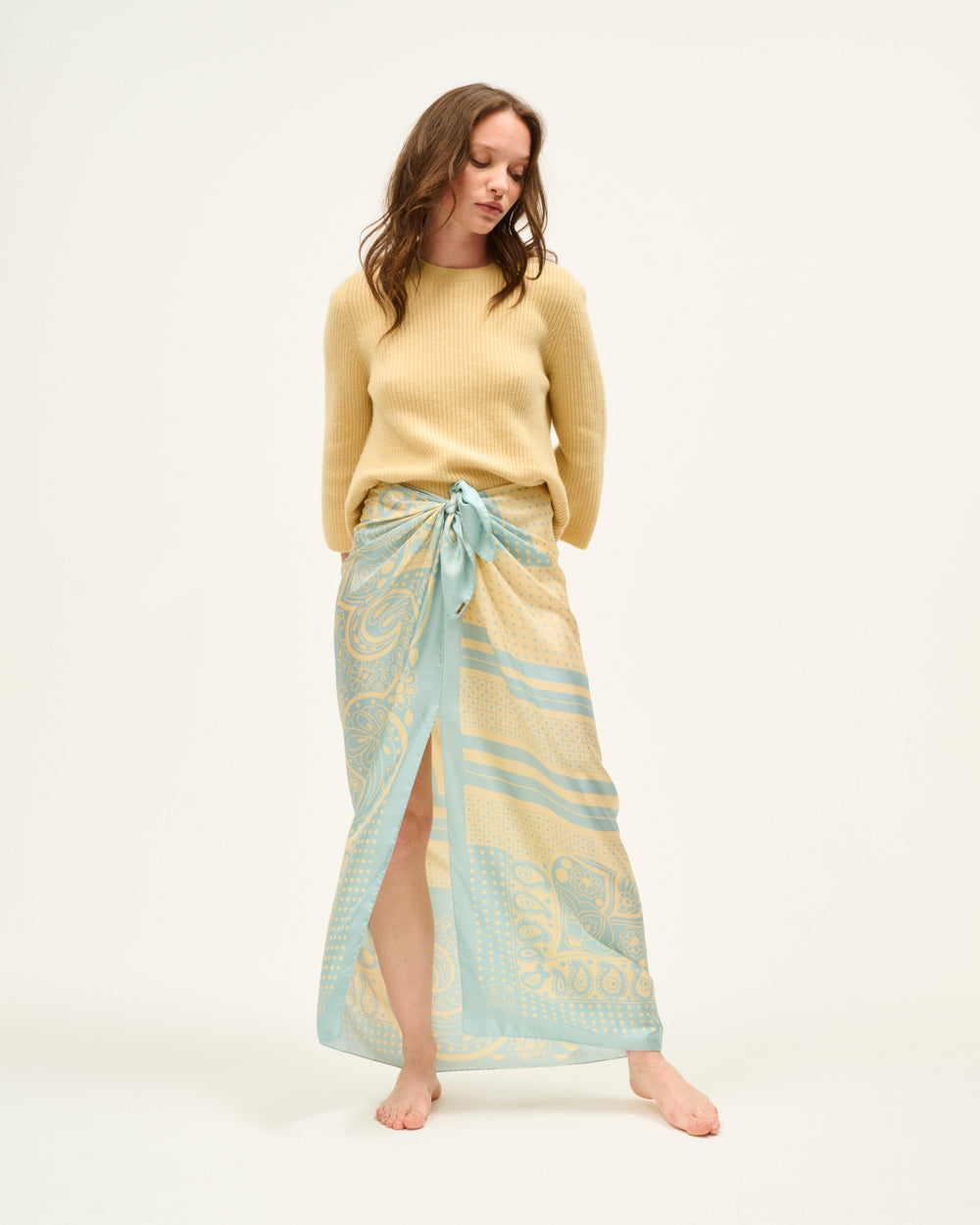 SKY BLUE PAISLEY SCARF SKIRT