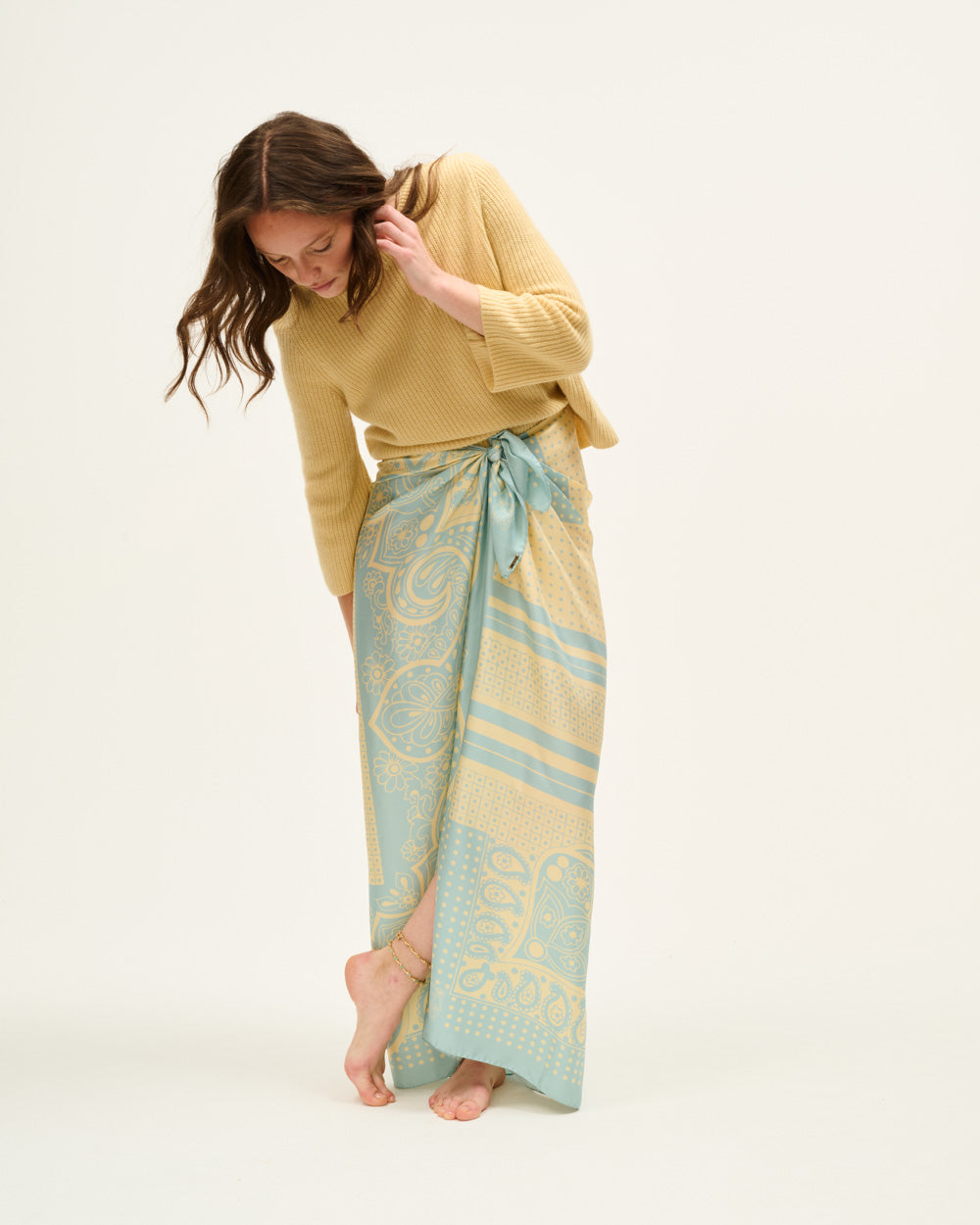 SKY BLUE PAISLEY SCARF SKIRT