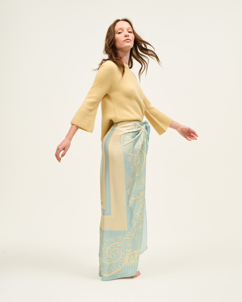SKY BLUE PAISLEY SCARF SKIRT