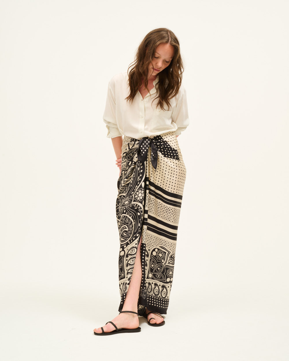 JUPE FOULARD PAISLEY NOIR