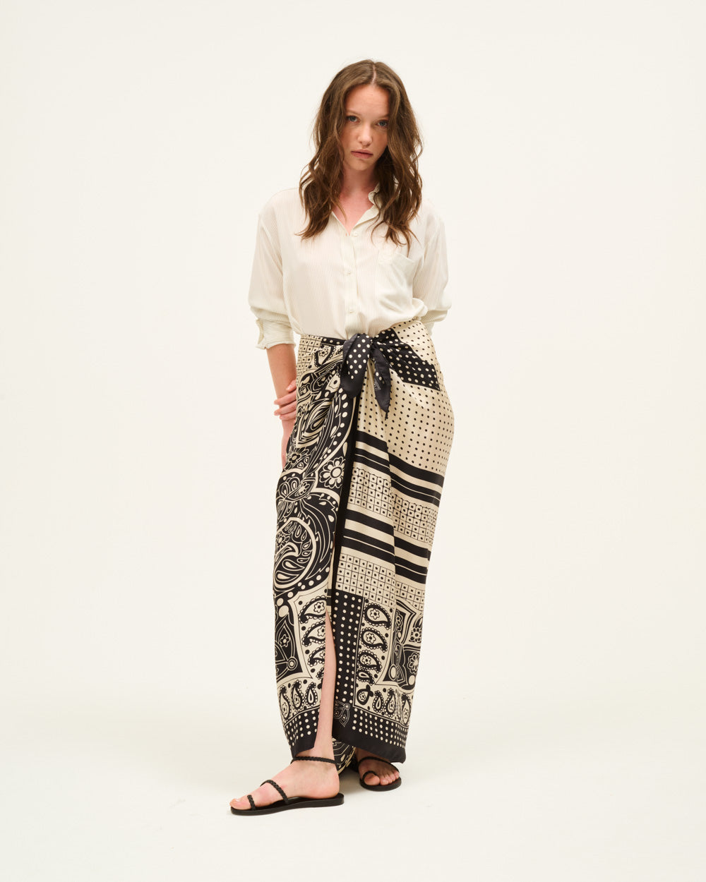 JUPE FOULARD PAISLEY NOIR