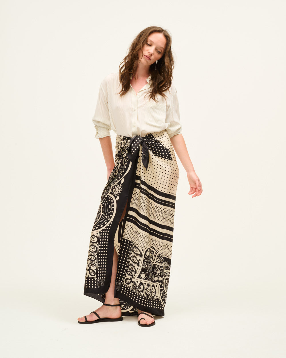 JUPE FOULARD PAISLEY NOIR