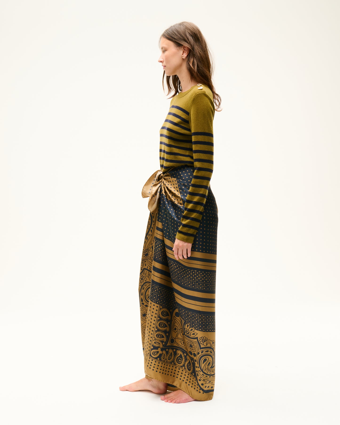 JUPE FOULARD PAISLEY BRONZE