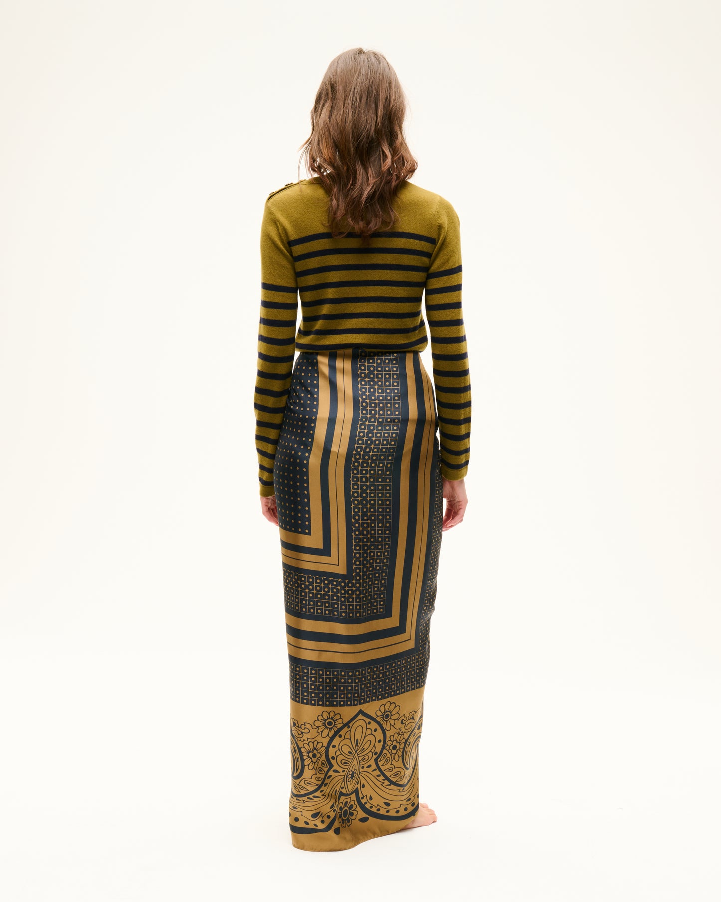 JUPE FOULARD PAISLEY BRONZE