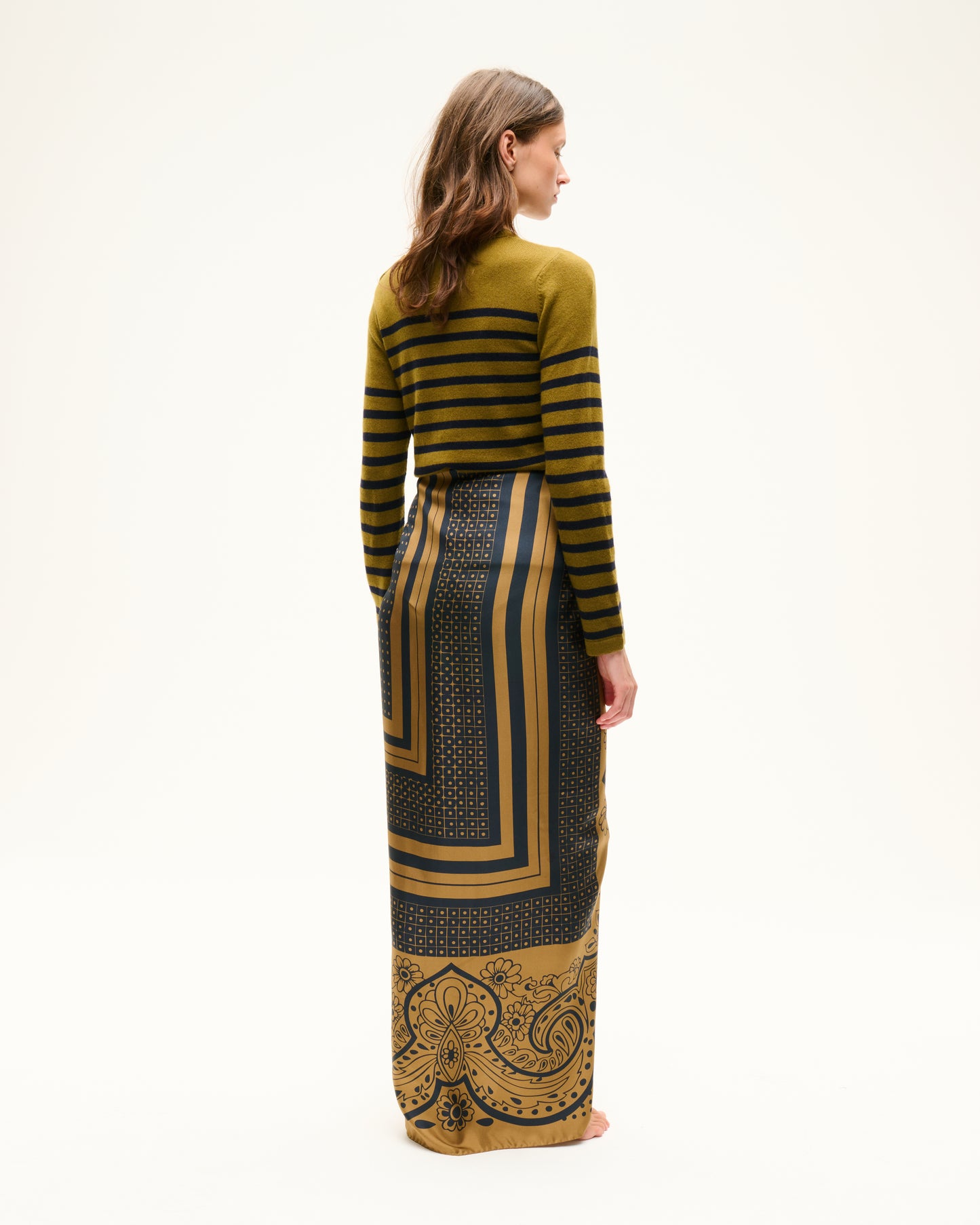 JUPE FOULARD PAISLEY BRONZE