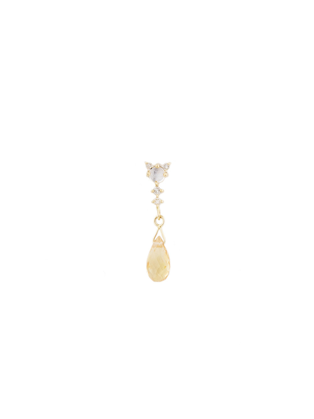 YELLOW SAPPHIRE, MOONSTONE AND DIAMONDS EARRING