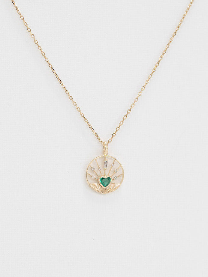 COLLIER MÉDAILLON COEUR ÉMERAUDE