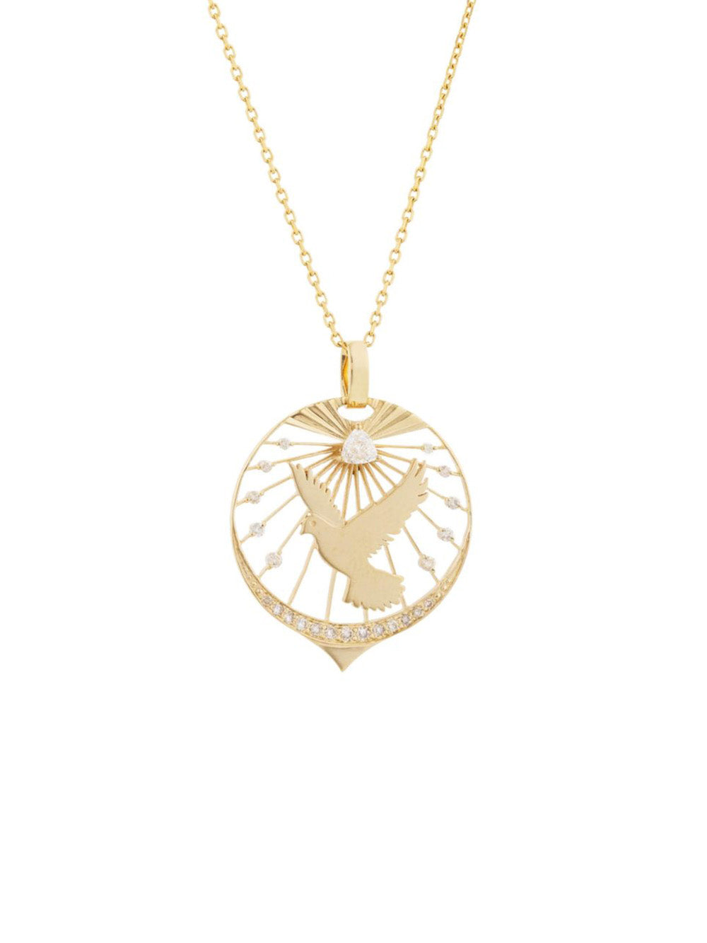 DREAM MAKER BIRD & DIAMOND SUN MEDALLION NECKLACE