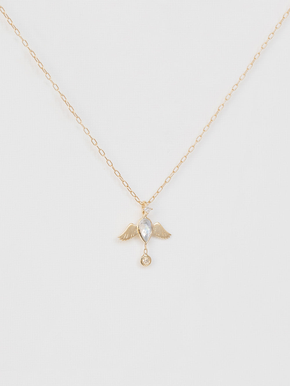 MOONSTONE & DIAMOND ANGEL NECKLACE
