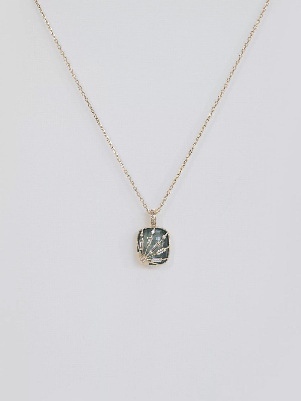 COLLIER LOCKET SOLEIL FLUORITE & DIAMANTS