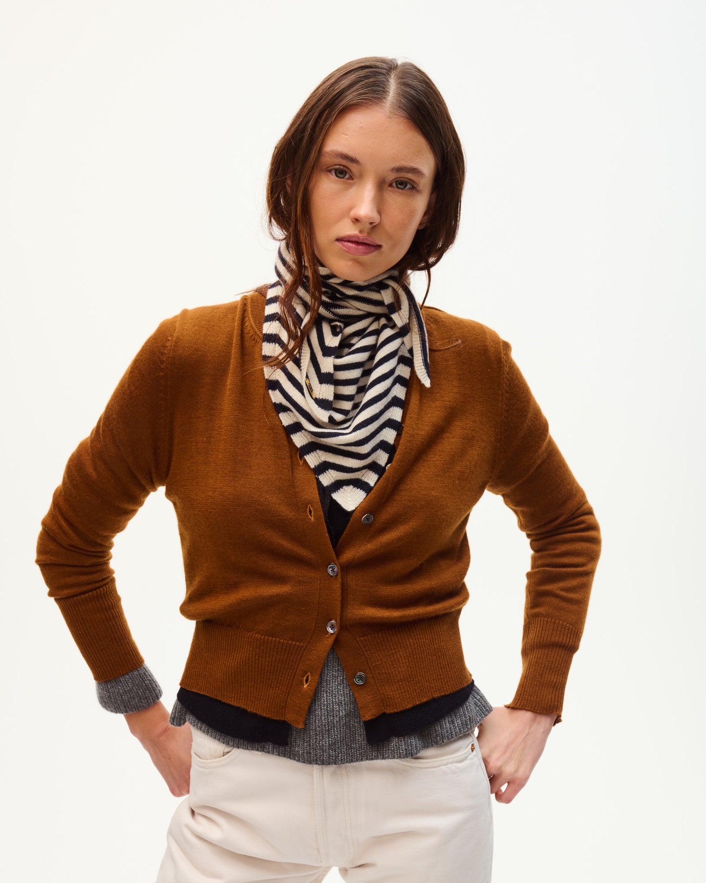 Navy Striped Leo Scarf